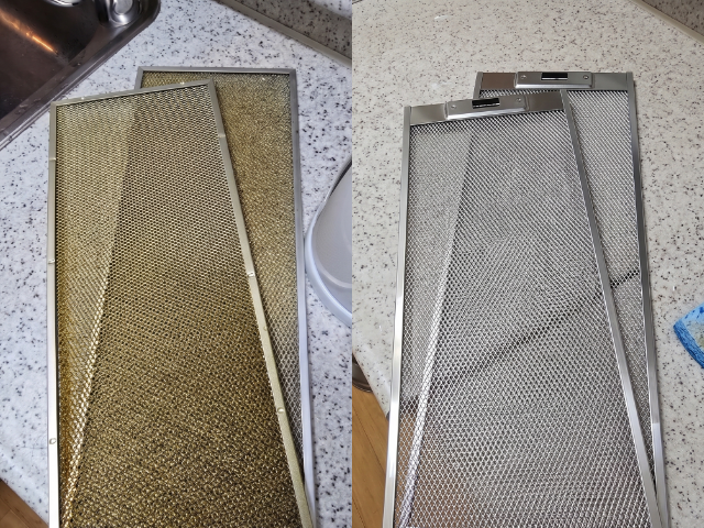 가스레인지 후드망 세척 비포 애프터